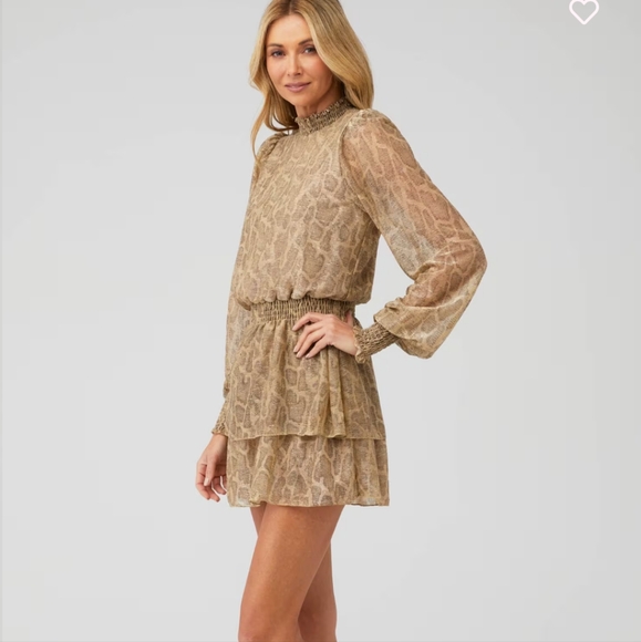 Show Me Your MuMu Russo Ruffle Metallic Python Smocked Dress - Picture 3 of 11